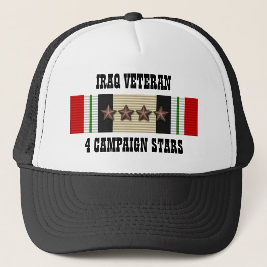 4 VELDTOCHTSTERREN / HOED / IRAK-VETERAN TRUCKER PET (Voorkant)