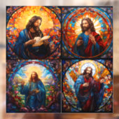 4 Verbluffende Afbeeldingen van Jesus Window Cling Raamsticker (Vel 2)