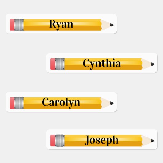 4 Verschillende namen Pencils Iron op labels (Groep)