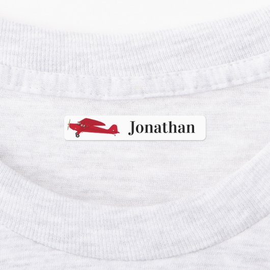 4 verschillende namen Vliegtuig strijkijzer op eti Labels (Aangebracht)