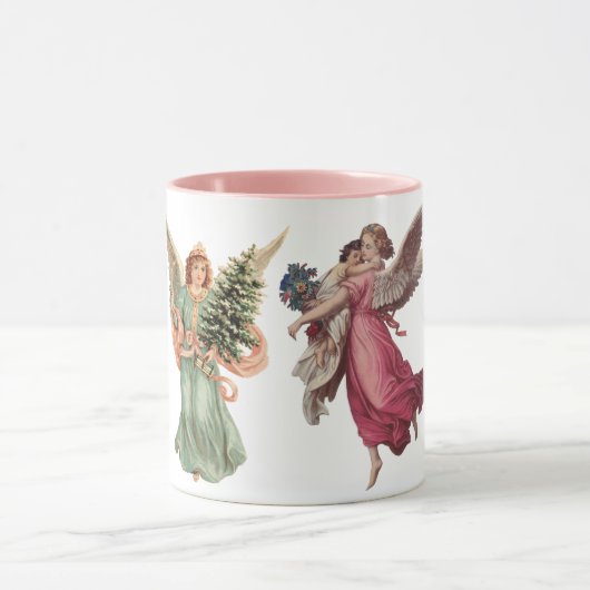 4 Verschillende Victoriaanse Engelen, Oude Kerstmi Mok (Midden)