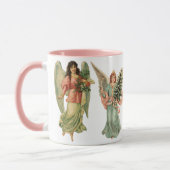 4 Verschillende Victoriaanse Engelen, Oude Kerstmi Mok (Links)