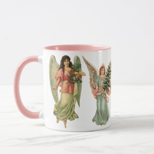 4 Verschillende Victoriaanse Engelen, Oude Kerstmi Mok (Links)