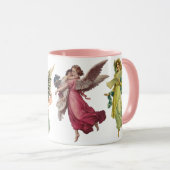 4 Verschillende Victoriaanse Engelen, Oude Kerstmi Mok (Voorkant rechts)