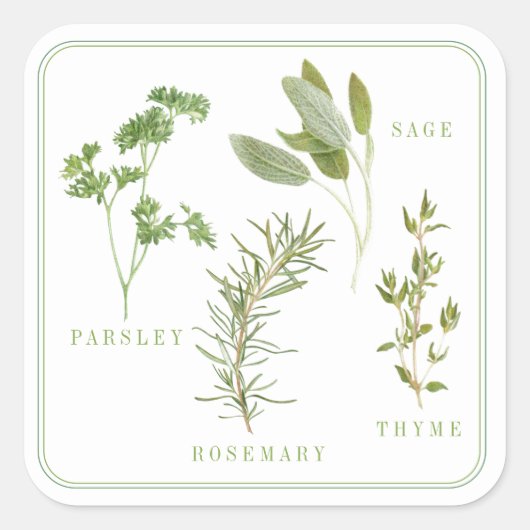 4 VERSE HERBS Stickers op grote schaal (Voorkant)