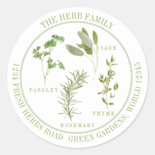 4 VERSE KRUIDEN Grote ronde adresenvelop Afdichtin Sticker