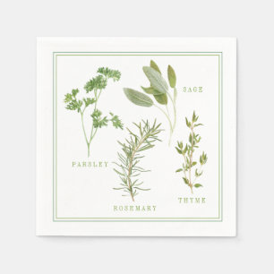4 VERSE KRUIDEN Standaard Cocktail Papier Servette Servet