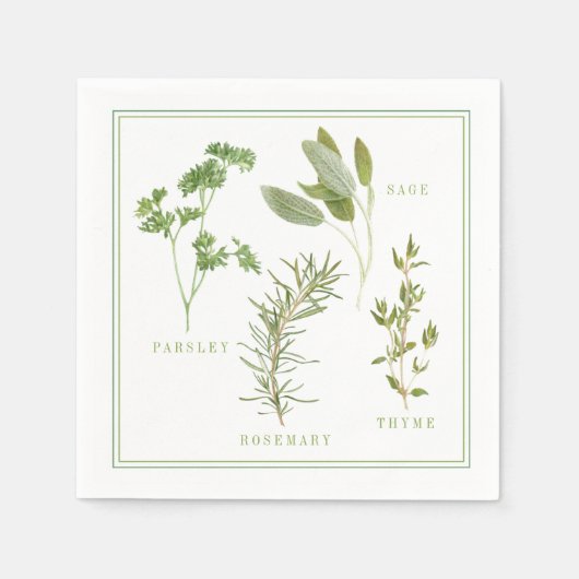 4 VERSE KRUIDEN Standaard Cocktail Papier Servette Servet (Voorkant)