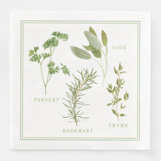 4 VERSE KRUIDEN Standaard Diner Papier Servetten (Voorkant)