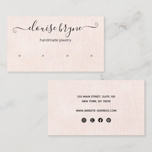 4 Vier-hoes roze linnen-Script-display Visitekaartje (Voorkant / Achterkant)