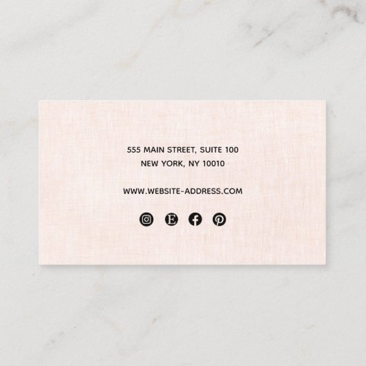 4 Vier-hoes roze linnen-Script-display Visitekaartje (Achterkant)