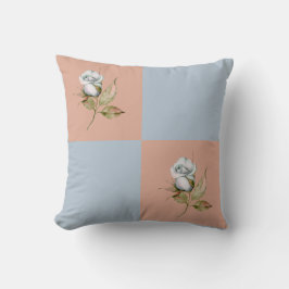 4 vierkant 2 met Single Blue-Grey Roos Sierkussen