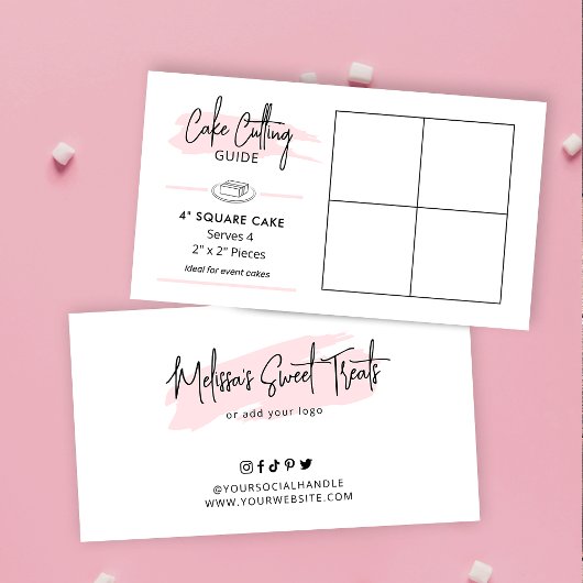 4"Vierkante Cake Snijgids 2x2 partij porties Informatiekaartje