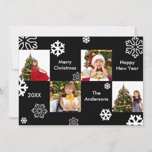 4 vierkante foto's Zwarte Achtergrond - Kerstkaart Kaart