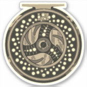 4" Vliegvishaspel Art Fisherman Fisherwoman Sticker (Voorkant)