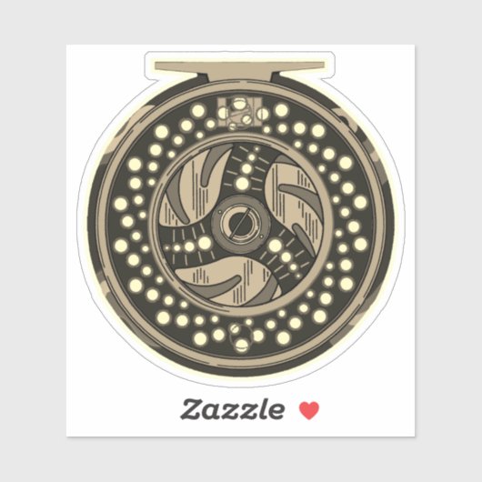 4" Vliegvishaspel Art Fisherman Fisherwoman Sticker (Vel)