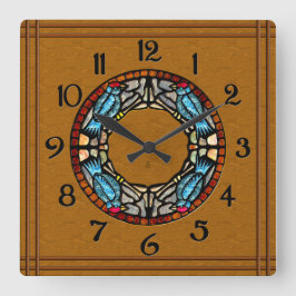 4 vogelsteenmozaïek vierkante klok