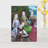 4 Vrouw Zagen in een tuin (detail; M 070) Kaart (Gele Bloem)