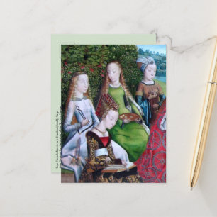 4 vrouwelijke heiligen in een tuin (detail; M 070) Briefkaart