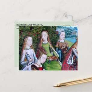 4 vrouwelijke heiligen in een tuin (detail; M 070) Briefkaart