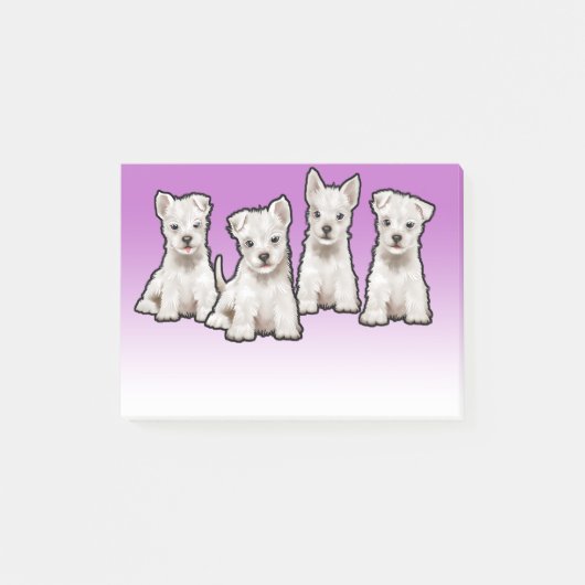 4 Westy pups brede paarse vervagen Post-it notitie Post-it® Notes (Voorkant)