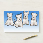 4 Westy pups breed blauw vervagen Post-it notitieb Post-it® Notes (Op bureau)