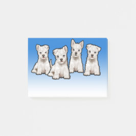 4 Westy pups breed blauw vervagen Post-it notitieb Post-it® Notes