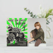 4 Wheeler Birthday Photo Invitation / Quad Bike Kaart (Staand voorkant)