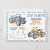 4 Wheeler Quad Bike ATV Joint Birthday Invitation Kaart (Voorkant)