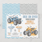 4 Wheeler Quad Bike ATV Joint Birthday Invitation Kaart (Voorkant / Achterkant)