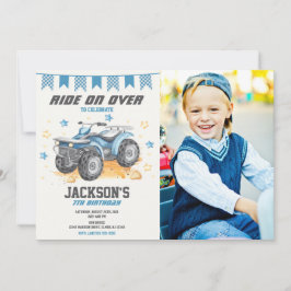 4 Wheeler Verjaardags Foto Uitnodiging / Quad Bike