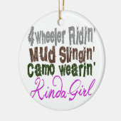 4 wieler ridin modd slingin camo wearin een meisje keramisch ornament (Links)