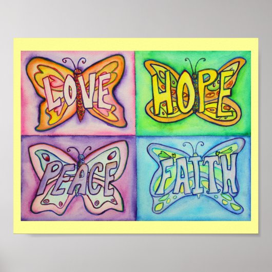 4 Wings Butterfly Wings Inspirerend Art Posters (Voorkant)