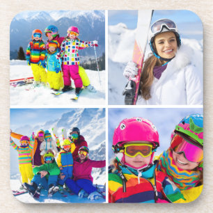 4 Winter Vakantie Foto Raster Collage Bier Onderzetter