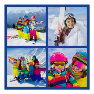 4 Winter Vakantie Foto Raster Collage Blauw 20X20 Perfect Poster