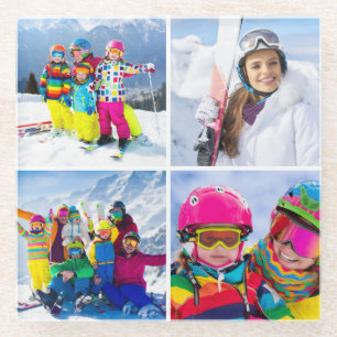 4 Winter Vakantie Foto Raster Collage Glazen Onderzetter