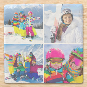4 Wintervakantie Foto Raster Collage Stenen Onderzetter