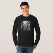 4 Wolves Howling Full Moon in Background - Wolf Lo T-shirt (Voorkant volledig)
