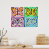 4 woorden Butterfly Wings Inspirerend Kunstschilde Poster (Keuken)