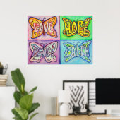 4 woorden Butterfly Wings Inspirerend Kunstschilde Poster (Thuiskantoor)