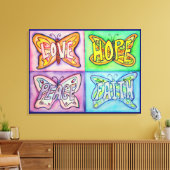 4 woorden Butterfly Wings Wrapped Canvas Painting (Insitu (Woonkamer))