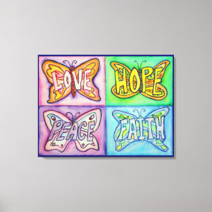 4 woorden Butterfly Wings Wrapped Canvas Painting
