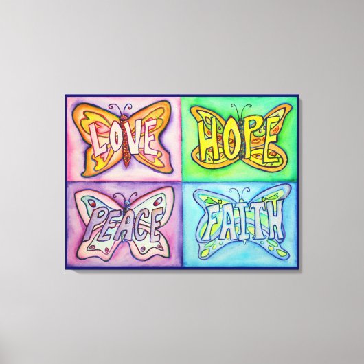 4 woorden Butterfly Wings Wrapped Canvas Painting (Voorkant)
