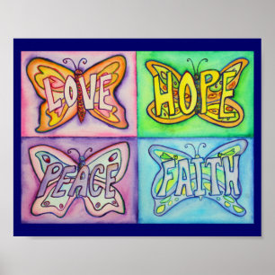 4 Woorden Vlindervleugels Inspirerende Kunst Schil Poster