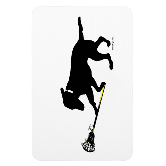 4 "x6" magneet zwart lab spelen lacrosse (Verticaal)