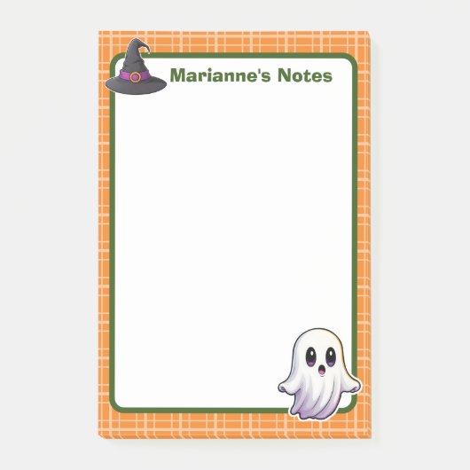 4 "x6" Sinaasappel Spooky Schattige Post-it® Notes (Voorkant)