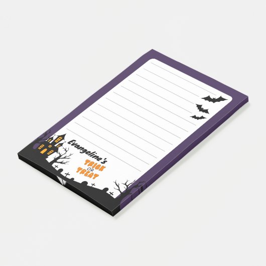 4 "x6" spookhuis en spookachtige bomen post-it® notes (Schuin)