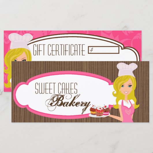 4 x9 Cadeaubon Baker Pink Cakes (Voorkant / Achterkant)