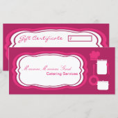 4 "x9" Cadeaubon Hot Pink Catering Eten (Voorkant / Achterkant)