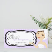 4"x9" Cadeaubon Paars Damask Spa Massage (Staand voorkant)